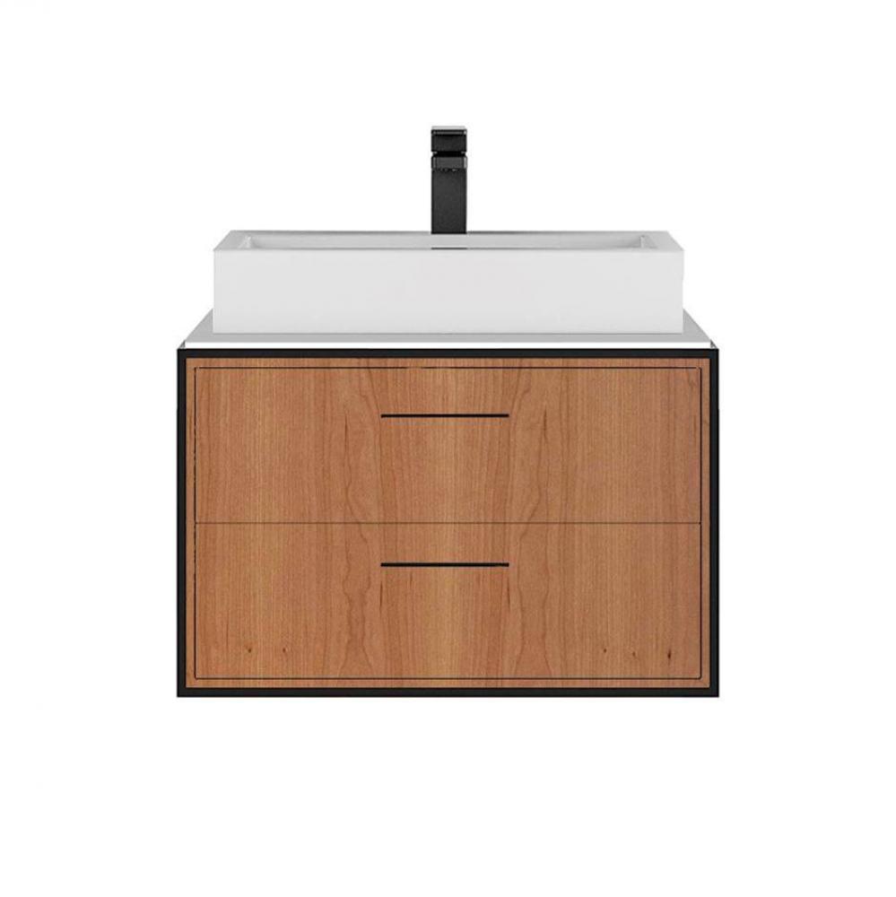 Cabinet of wall-mount under-counter vanity LIN-VS-24 with two drawers (pulls included), metal fram
