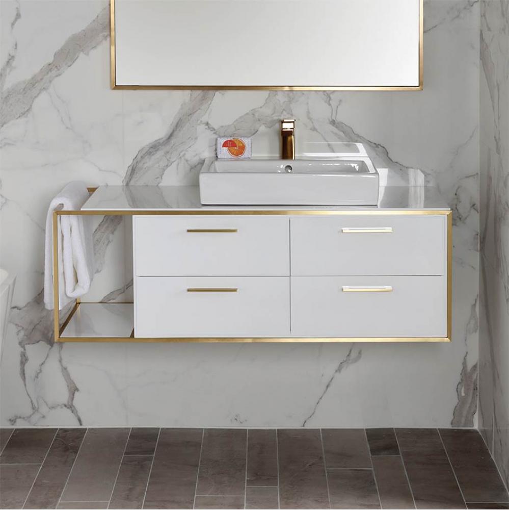 Cabinet of wall-mount under-counter vanity LIN-VS-48R  with four drawers (pulls included), metal f