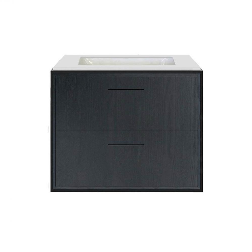 Cabinet of wall-mount under-counter vanity LIN-UN-24 with two drawers (pulls included), metal fram