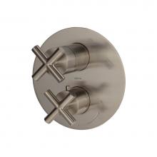 Lacava 15TH3S.X.R-A-NI - TRIM ONLY - Thermostatic Valve w/ 3 way shared diverter + OFF,  GPM 8 (60PSI) with round back plat