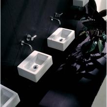 Lacava 5088-02-001 - Wall-mount or above-counter porcelain Bathroom Sink with an overflow, unfinished back.