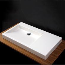 Lacava 5101LH-03-001M - Vanity top Bathroom Sink with shelf on the right, made of solid surface, with an overflow.