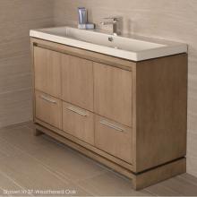 Lacava AQQ-F-48-06 - Free-standing under-counter vanity with finger pulls across top doors and polished chrome pulls ac