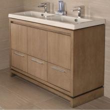 Lacava AQQ-F-56-24 - Free-standing under-counter vanity with finger pulls across top doors and polished chrome pulls ac