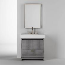 Lacava AQS-F-32-24 - Free-standing under-counter vanity with finger pulls across top doors and polished chrome pull acr