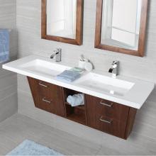 Lacava LIB-W-56-07 - Wall mount under counter vanity with two open cubbies, four flip open doors, LED light, and polish