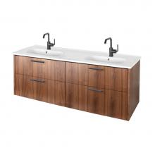 Lacava AQT-WB-56-42 - Wall-mount under-counter double vanity with 4 drawers, sinks 8071 or 8071S sold separately. W: 55