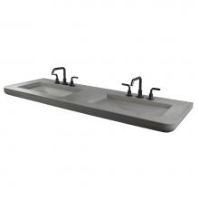 Lacava CT680-03-CLY - Vanity top sink made of concrete, no overflow. W: 68'', D: 23'', H: 3'&ap