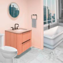 Lacava FLT-W-30-20 - Wall-mount under-counter vanity with rounded corners, fluted detailing and two drawers. Countertop