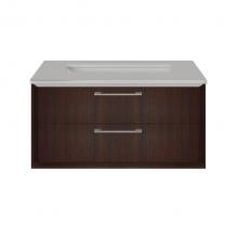 Lacava GEM-UN-24-02 - Cabinet of wall-mount under-counter vanity featuring one drawer and solid surface countertop with