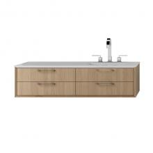 Lacava GEM-UN-48R-06 - Cabinet of wall-mount under-counter vanity featuring three drawers and solid surface countertop wi