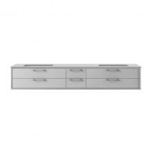 Lacava GEM-UN-72-24 - Cabinet of wall-mount under-counter vanity featuring four drawers and solid surface countertop wit