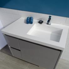 Lacava H263RT-02-G - Vanity-top Bathroom Sink made of solid surface, with an overflow and decorative drain cover.