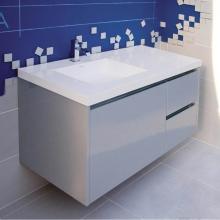Lacava KUB-W-48L-02 - Wall-mounted undercounter vanity with a large drawer on left and 2 small drawers on right