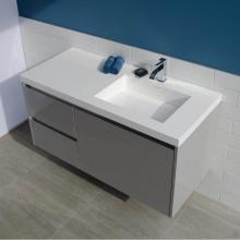 Lacava KUB-W-48R-02 - Wall-mounted undercounter vanity with  a large drawer on right and 2 small drawers on left