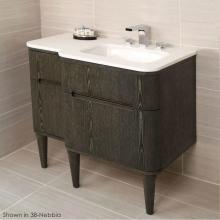 Lacava ELE-W-36R-06 - Wall-mount under counter vanity with three routed finger pull drawers .
