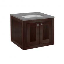 Lacava STL-W-24A-07 - Wall-mount under-counter vanity with two doors (knobs included).