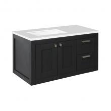 Lacava STL-W-36L-24 - Wall-mount under-counter vanity with two doors on the left and two drawers on the right.
