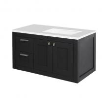 Lacava STL-W-36R-24 - Wall-mount under-counter vanity with two drawers on the left and two doors on the right.