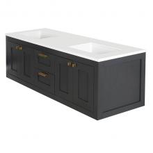 Lacava STL-W-72-06 - Wall-mount under-counter double vanity with two sets of doors(knobs included)on both sides