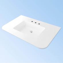 Lacava K36-FLT-02-G - Vanity-top sink made of solid surface, with an overflow. 1/2'' thick backsplash sold sep