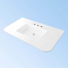 Lacava K48-FLT/K48-ELE-03-G - Vanity-top sink made of solid surface, with an overflow. 1/2'' thick backsplash sold sep