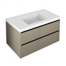 Lacava KUB-W-36B-07 - Wall-mount under counter vanity with 2 drawers and a notch in back. Bathroom Sink H262Tsold separa