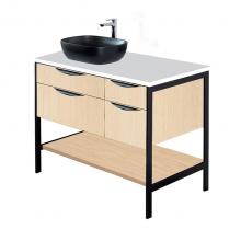 Lacava NAV-VS-36L-06 - Cabinet of free standing under-counter vanity with four drawers, bottom wood shelf and metal frame