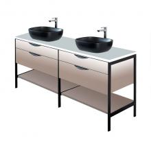 Lacava NAV-VS-60-02 - Cabinet of free standing under-counter vanity  with four drawers, two bottom wood shelves and meta