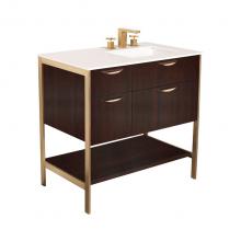 Lacava NAV-UN-36R-07 - Cabinet of free standing under-counter vanity with three drawers, bottom wood shelf and metal fram