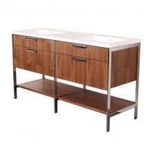 Lacava NAV-UN-60-33 - Cabinet of free standing under-counter vanity  with two drawers,  two bottom wood shelves and meta