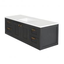 Lacava STL-W-60B-24 - Wall-mount under-counter double vanity with two sets of doors(knobs included)on both sides , two d