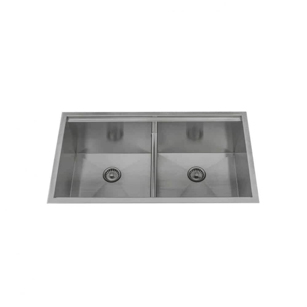 Undermount Double Bowl Ledge Sink 33'' x 19'' x 10''
