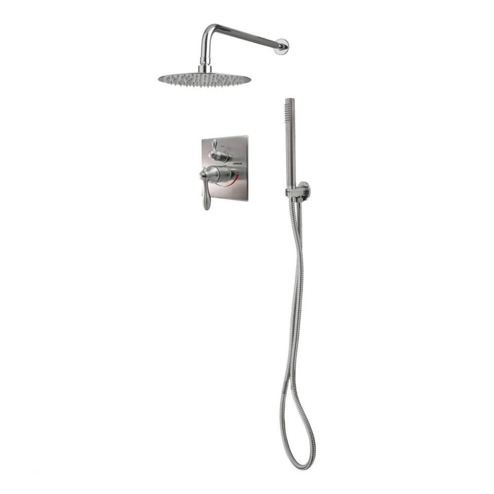 3PC - Shower Set Includes: Shower Head Round 8'' Thermostatic/Pressure Valve Trim Kit -