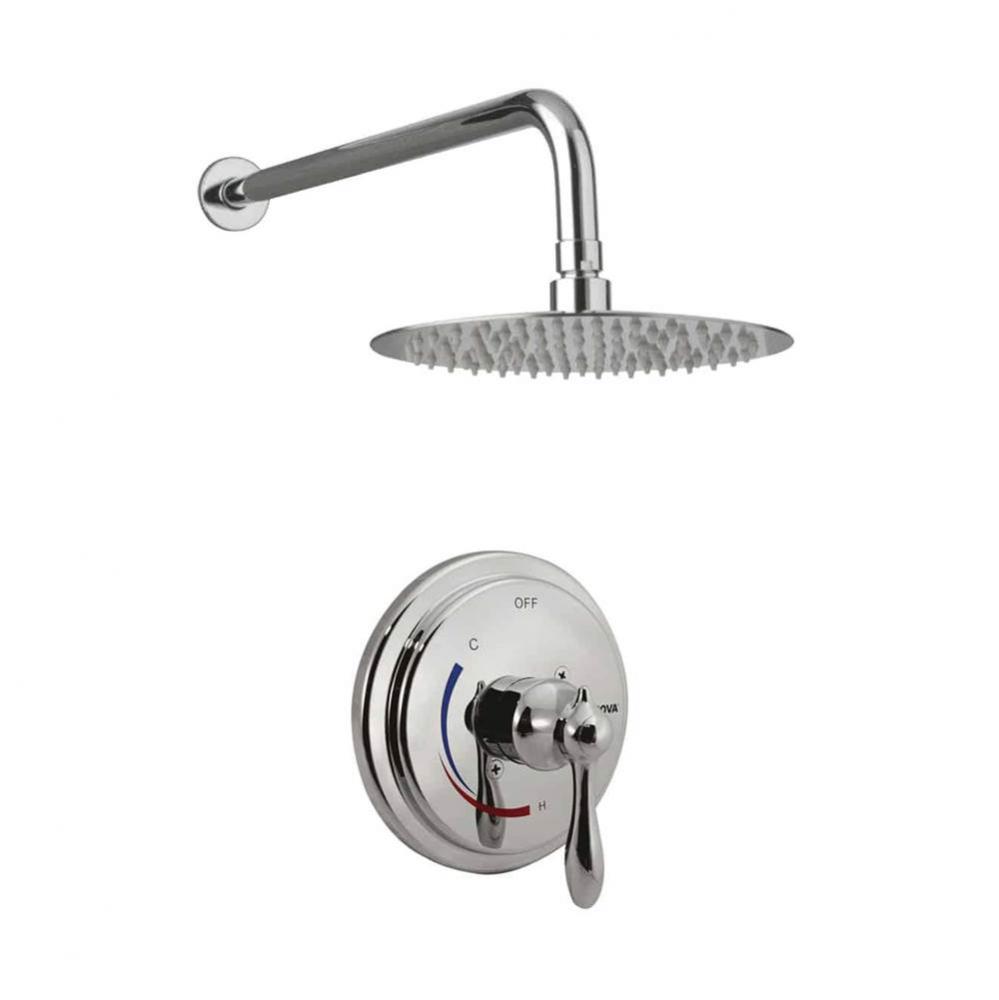 2PC - Shower Set Includes: Shower Head Round 8'' Thermostatic/Pressure Valve Trim Kit -
