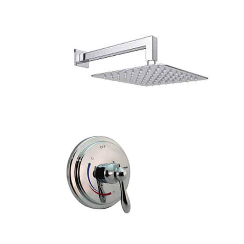 2PC - Shower Set Includes: Shower Head Square 8'' Thermostatic/Pressure Valve Trim Kit -