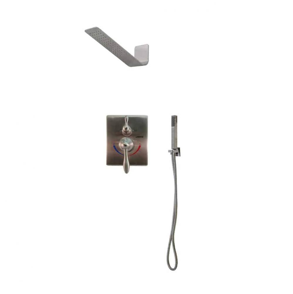 3PC - Shower Set Includes: Shower Head Square 16'' x 4-3/4'' Thermostatic/Pres