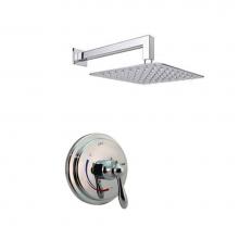 Lenova TPS214PC - 2PC - Shower Set Includes: Shower Head Square 8'' Thermostatic/Pressure Valve Trim Kit -