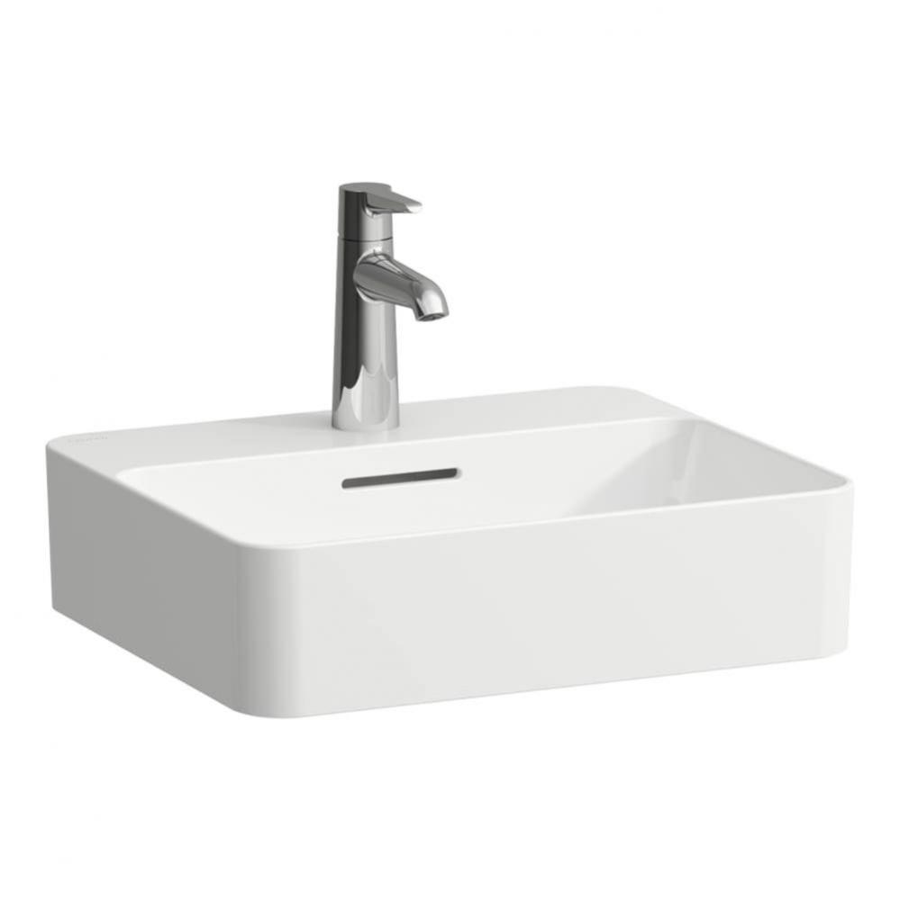 Washbasin bowl with tap ledge, finished 4 sides