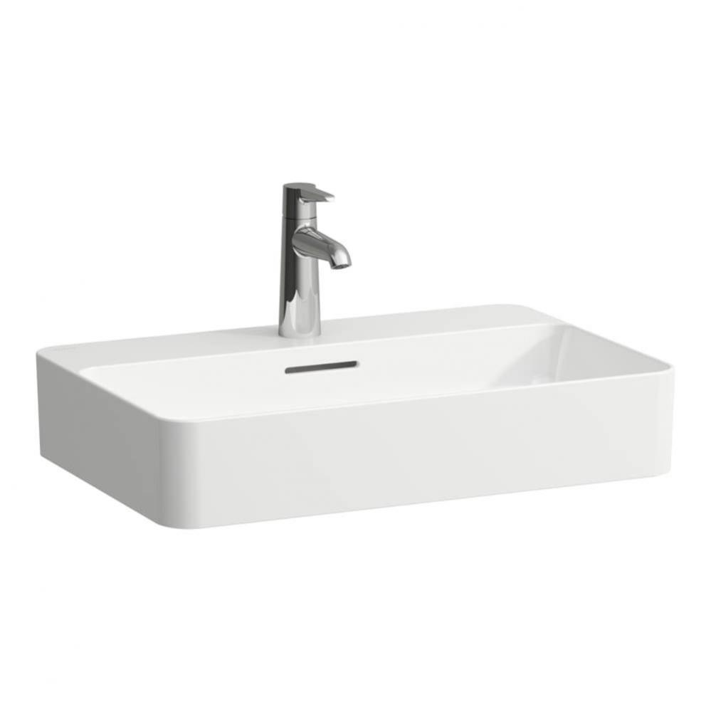 Washbasin bowl with tap ledge, finished 4 sides