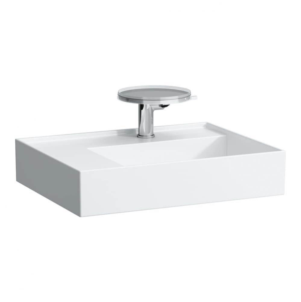 Washbasin, shelf left, with concealed outlet, ground bottom