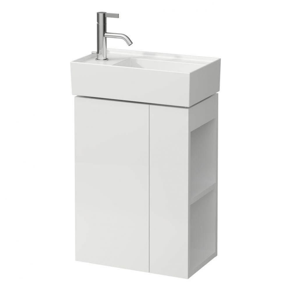 Vanity Only with one glass shelf, door hinge left, open shelf right for handwashbasin tap bank lef