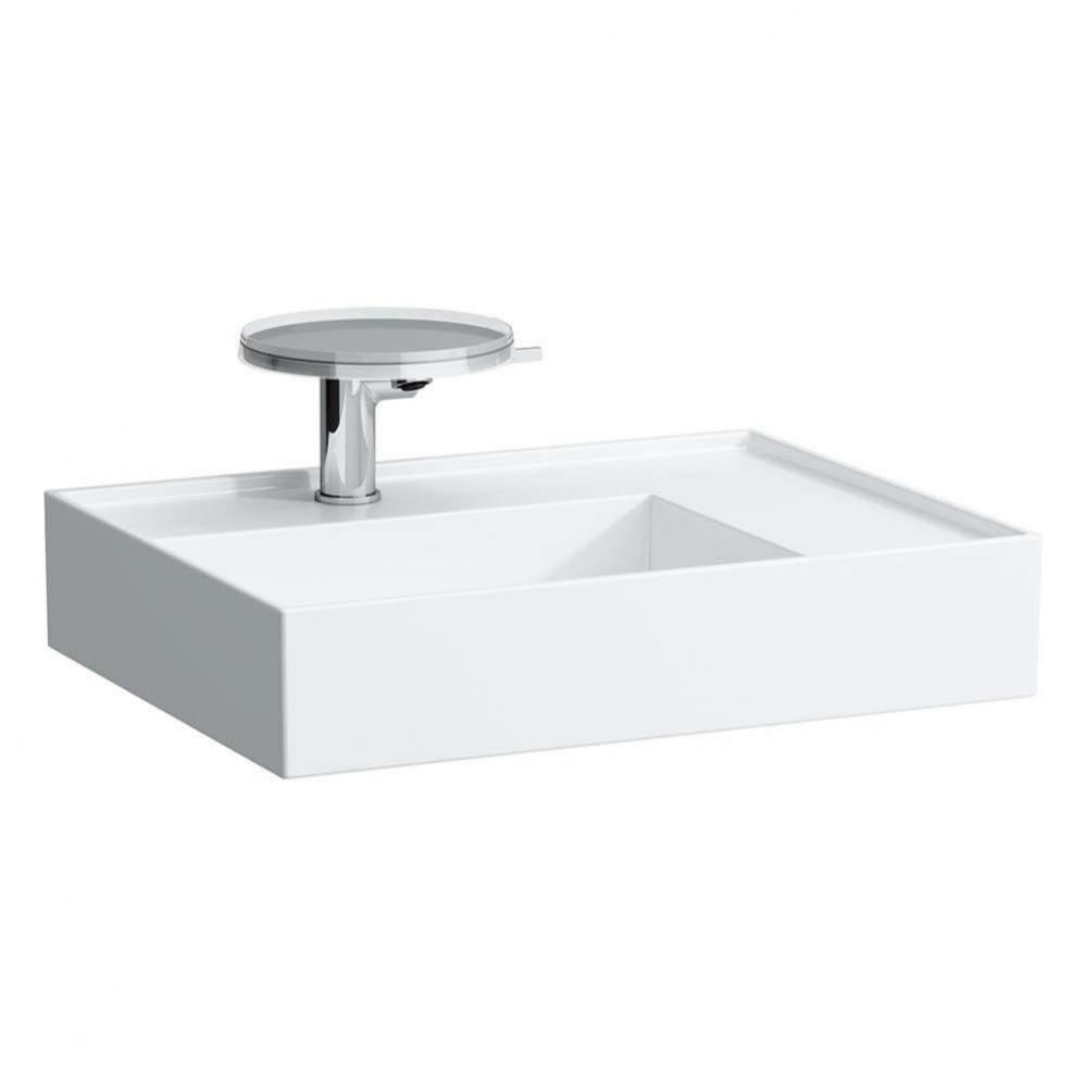 Washbasin, shelf right, with concealed outlet, w/o overflow, wall mounted