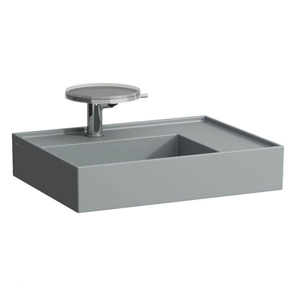 Washbasin, shelf right, with concealed outlet, w/o overflow, wall mounted