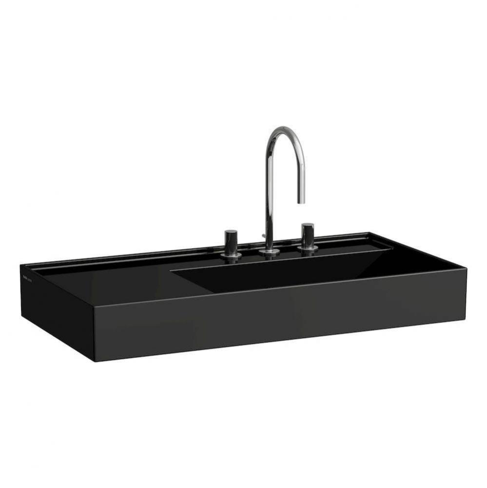 Washbasin, shelf left, with concealed outlet, w/o overflow - Always Open Drain, wall mounted