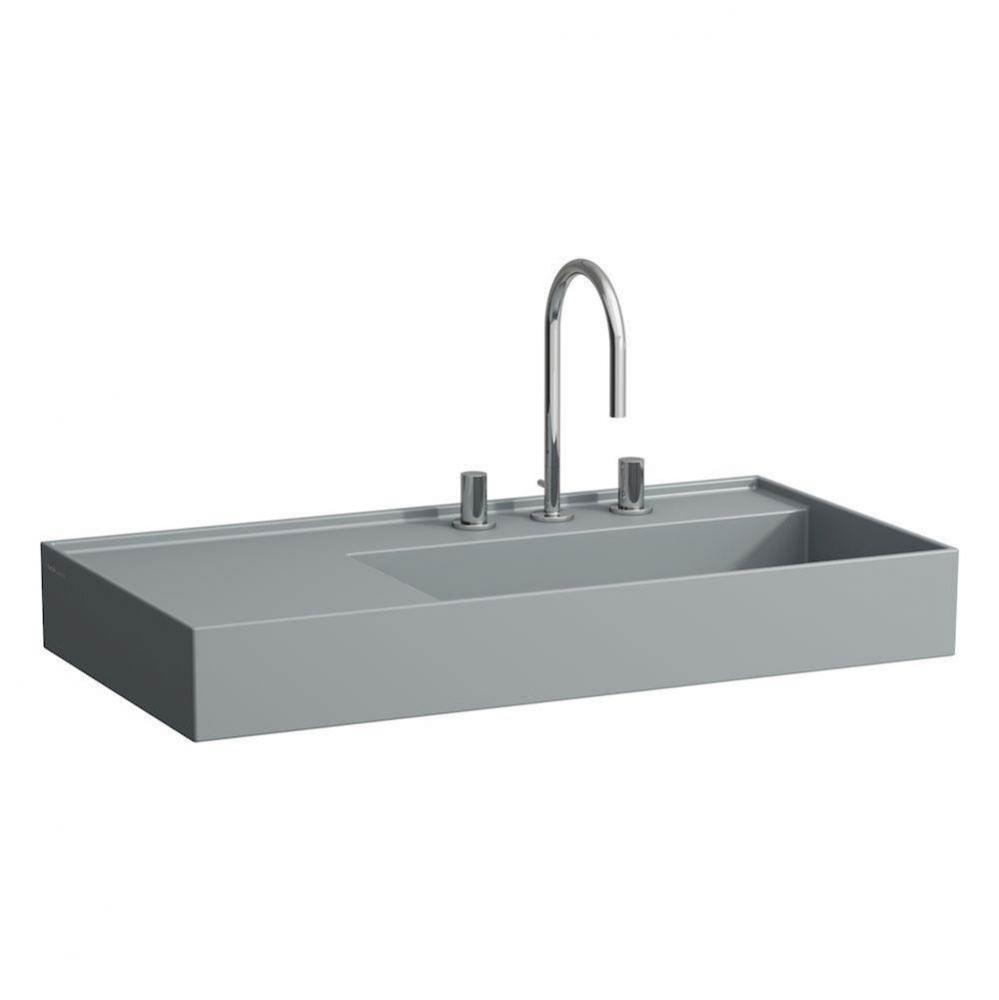 Washbasin, shelf left, with concealed outlet, w/o overflow - Always Open Drain, wall mounted