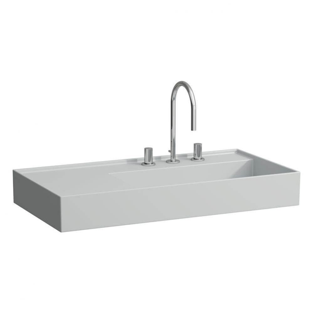 Washbasin, shelf left, with concealed outlet, w/o overflow - Always Open Drain, wall mounted