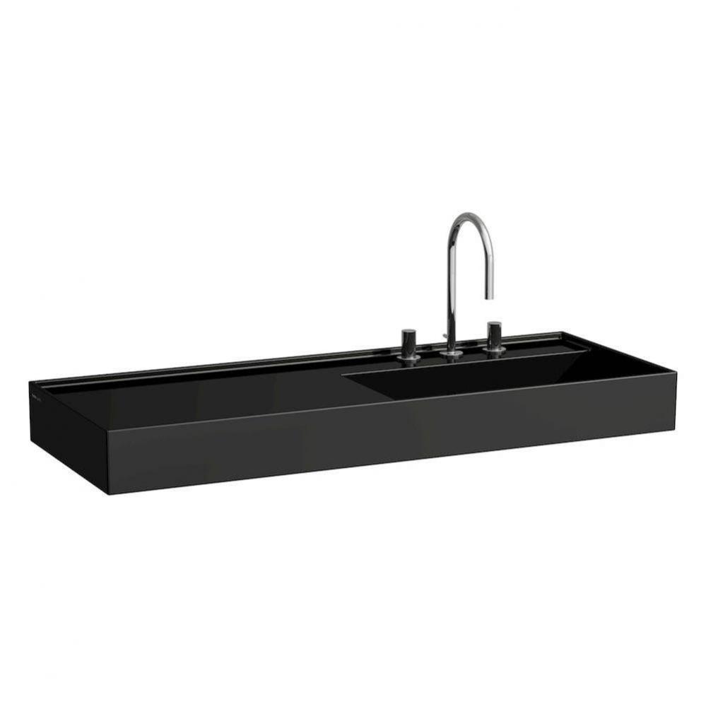 Washbasin, shelf left, with concealed outlet, w/o overflow, wall mounted