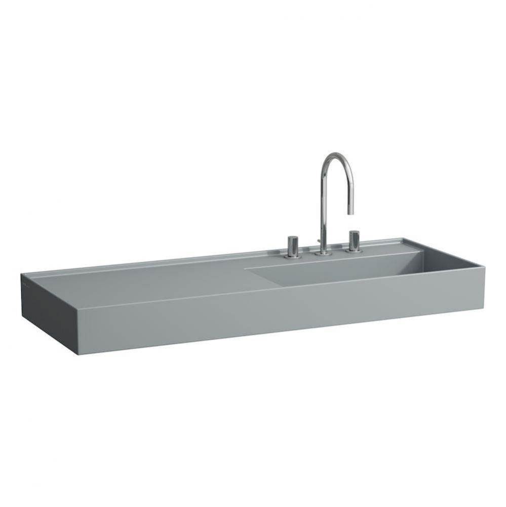 Washbasin, shelf left, with concealed outlet, w/o overflow, wall mounted