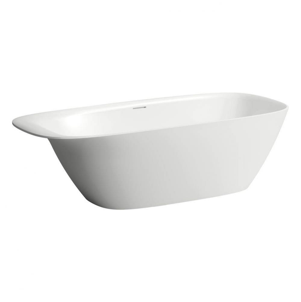 Ino Freestanding Bathtub, Made Of Sentec Solid Surface, With Integrated Head Rest, Matte Satin Fin